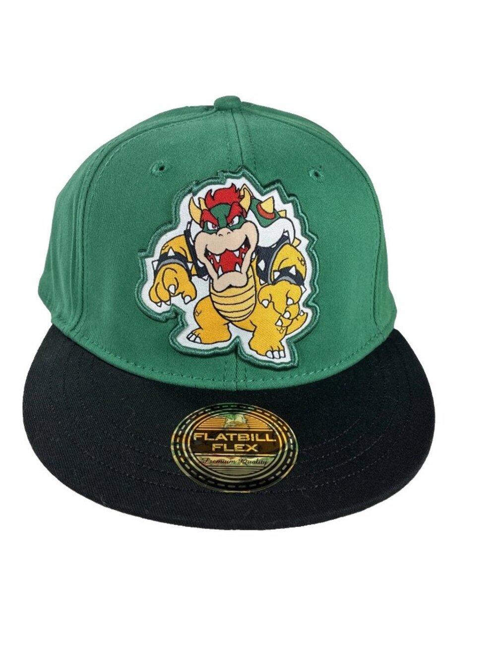 VTG 2013 Nintendo Super Mario Bowser Flatbill Hat Yupoong Flexfit L/XL Green NEW